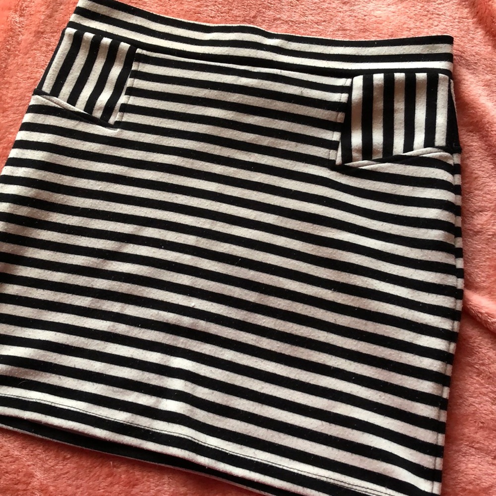 Black and white striped skirt